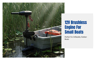 12V Brushless Electric Trolling Motor for Inflatable Boats, Outboard Propeller, Adjustable Mount, Multi-Speed Control
