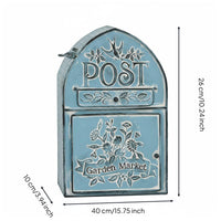 Rustic Iron Mail Box Weather-Resistant Decorative Storage Box Fully Assembled Home Decor for Garden, Entryway