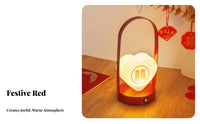 Red Wedding Lantern Lamp Continuous Dimming Dimmable Night Light Long Battery Life Electric Bedside Lamp for Newlyweds, Couples, Bedroom