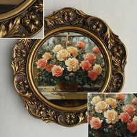 Ornate Round Photo Frame Vintage-Style Round Picture Frame Decorative Sturdy for Bedroom
