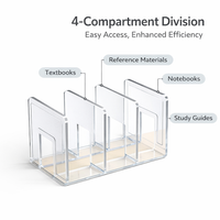 Desk Storage Organizer for Students, 4 Tier Clear Acrylic Desktop File Holder, Thickened Vertical Document Filing Rack for Workspace