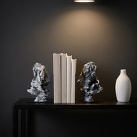 Stone Bookends Chinese-Style Desktop Ornaments Black Metal Base Home Decoration for Desk
