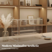 Acrylic Display Box Dustproof Storage Shelf High Glass-Like Clearness Clear Figurine Showcase for Collectors, Desktop, Countertop