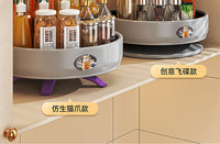 旋转调味料置物架台面油盐酱醋收纳转盘厨房家用360度圆形调料架 特厚2层-全碳钢轴承-小号白色