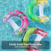 Thickened PVC Dragon Fruit Pool Buoy Double Handles U-Shaped Buoy Ing Chair Leak-Proof Valve for Adults, Family, Beach, Lake
