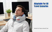 U-Shaped Neck Pillow, viscoelastic foam, Portable Travel Pillow for Airplane, Train, Car, Adjustable Support, Lightweight