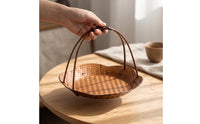 Bamboo Woven Basket Tray Handmade Bamboo Tray with Handle Rustic for Hosts