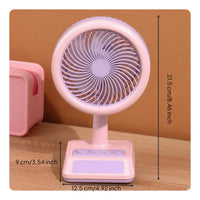 Desk Fan with Night Light Adjustable Electric Fan with Three-Level-Speed for Office Workers, Students, Nightstand, Dorm Room