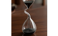 Sculptural Glass Hourglass with Black Sand Modern Hourglass with Black Sand Elegant Sandglass Slender for Desk, Office, Shelf