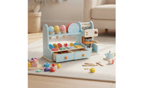 Ice Cream Shop Playset Tabletop Ice Cream Counter Playset Exploratory-Designed Pretend Imaginative Eatery for Kids, Playroom, Classroom