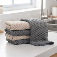 Low-Shedding Microfibre Cloth and Tea Towels, 3 Pack of 30cm x 30cm Cleaning Cloths, Oil-Resistant Microfiber for Kitchen and Glass Surfaces