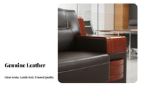 business Look Business Sofa and Table Set Faux Leather Upholstery Reception Seating Minimalist Design Lobby Furniture long-lasting for premium Guests, businesss, Office Managers, Conference Room, Salon, Hospital
