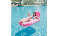 Mesh-Seat Inflatable Pool Lounger with Backrest Cooling Floating Chair Stable Lounger with Backrest Foldable for Adults
