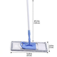 Powder-Coated Iron Floor Mop, Sponge-Type Flat Head Mop with 39x9cm Microfiber Pad, Slot-in System for Hardwood and Tile Floors