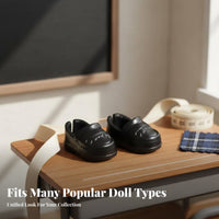 Doll Shoes British Design 1/12 Scale Shoes Effortless to Wear Design Miniature Uniform Loafers for Display, Toy Photography