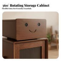 Rotatable Joints Robot-Shaped Cabinet Creative Design Side Table with Hidden Storage Cute Appearance Nightstand Fun Character for Parents, householders, Apartment Dwellers, Bedroom, Living Room, Playroom, Office