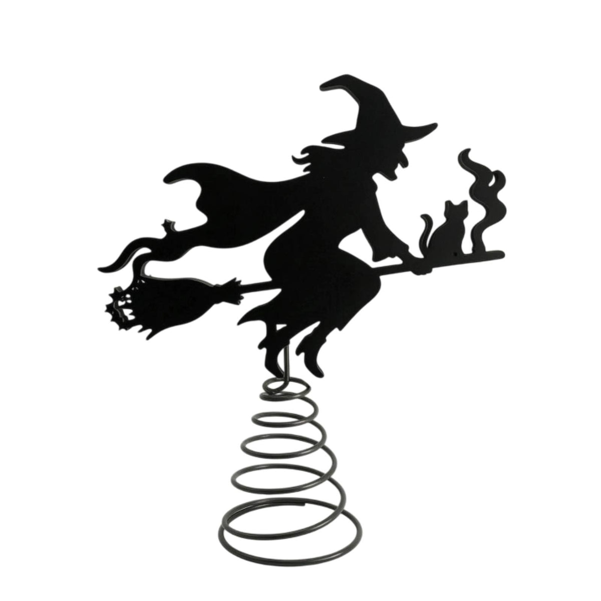 Spooky Witch Tree Topper Silhouette Witch Tree Topper with Spring Base Substitute Decoration Seasonal for Mantel Displays