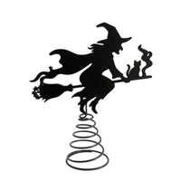 Spooky Witch Tree Topper Silhouette Witch Tree Topper with Spring Base Substitute Decoration Seasonal for Mantel Displays