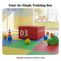 4 Pieces Stackable Foam Plyo Box Set Adjustable Height Soft Plyometric Box shock-Absorbing leaping surface for Children, Athletes, Strength Training
