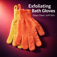 skin Exfoliating Gloves with Hanging Loop, Textured Surface Bath Glove for Women Shower, Massage Wellness Accessories