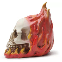 Three-Dimensional Skull with Flame Outer Form Gothic Skull Figurine Indoor Collectible for Tabletop
