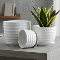 Plant Pots for House Plants and Indoor Plants, Set of 3 Ceramic Pots with Saucers, Decorative Flower Pots for Snake Plant, Great Gifts for Mom