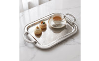 Serving Tray with Handles Rectangular Metal Serving Tray Engraved Platter for Home Decor