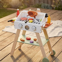 Wooden Barbecue Grill Playset Realistic Children's Wooden Grill