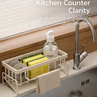 Dish Cloth Holder and Kitchen Sink Organizer for Home Use and Dorm Room Students, Carbon Steel with Reinforced Hanging Rod
