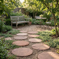 Garden Stepping Stones, Reddish-Brown Stone Stepper, Non-Slip Weatherproof Outdoor Pathway Paver for Courtyard, Hard Wear-Resistant