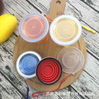 Collapsible Silicone Travel Cup with Steel Rim and Lanyard, 210ml
