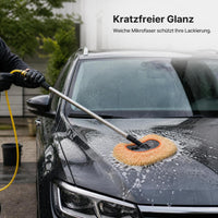Car Wash Mop with Water Flow and Long Handle, Soft Bristle Brush for Vehicle Cleaning and Gardening