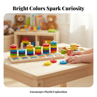 Early Education Educational Disc Stacking Game Hand-Eye Coordination Rainbow Stacking Rings Develops Fine Movement Skills for Preschoolers