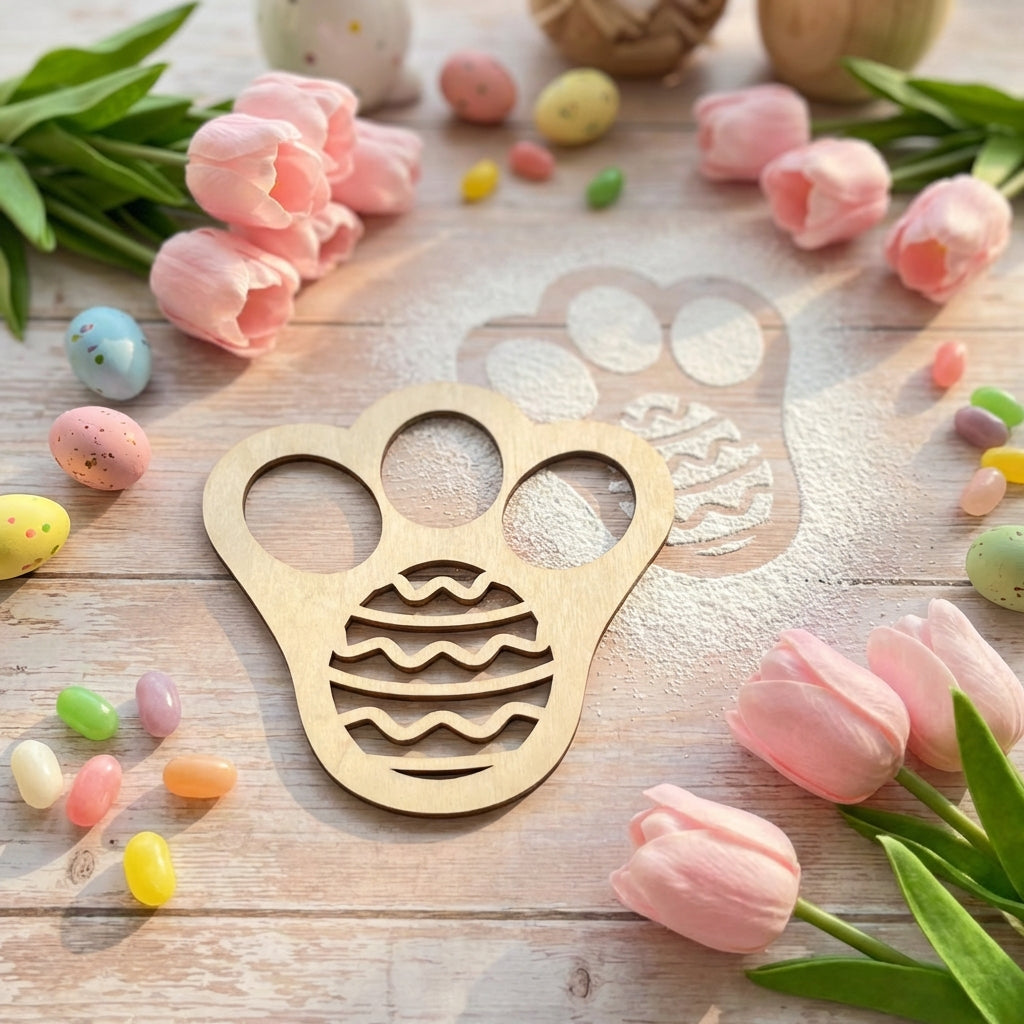 Easter Bunny Paw Print Stencil Reusable Bunny Footprint Stencil Rabbit and Easter Eggs Template DIY Crafts for Crafters, Teachers, Yard, Classroom