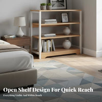 Four-Tier Exposed-Shelf Shelving Single-Tier Space-Saving Design Four-Tier Utilitarian Shelving Single-Tier Versatile Storage Single-Tier