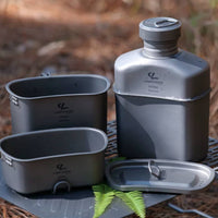 3 Pieces Titanium Bottle and Container Set Matte Water Bottle with Food Containers Camping Cookware Set Ultralight Drinkware