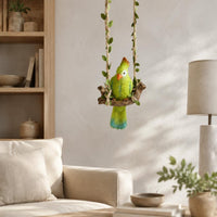 Woven Parrot Swing Decor Easy to Hang Green Parrot Hanging Ornament Colorfast