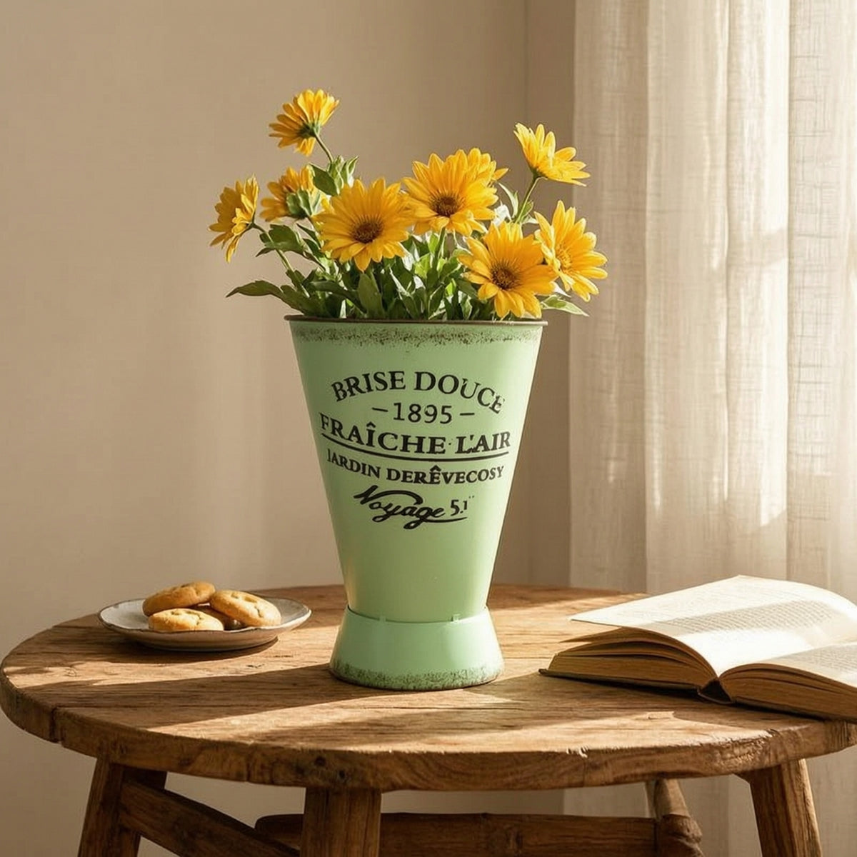 Ice Cream Container Planter with Base Rustic Container Vase Decorative Print