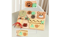 Natural Wood Child-Led Learning Busy Board Sensory Wooden Busy Board Interactive Toy Safe for Children, Home, Preschool