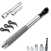 Shocks-Resistant Socket Wrench Deep Reach Offset Wrench Compact Access Ratchet Extension Bar for Technicians, Tight Areas, Auto Repair