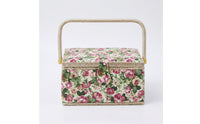 Sewing Basket with Space-Saving Tray Sewing Basket with Compartments Hinged Craft Organizer for Crafters