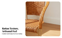 Bouncing Design Cantilever Chair Breathable Weave Woven Armchair Reinforced Frame Seating Furniture Soft & Comfortable for Office Workers, Students, Balcony, Living Room, Bedroom, Garden