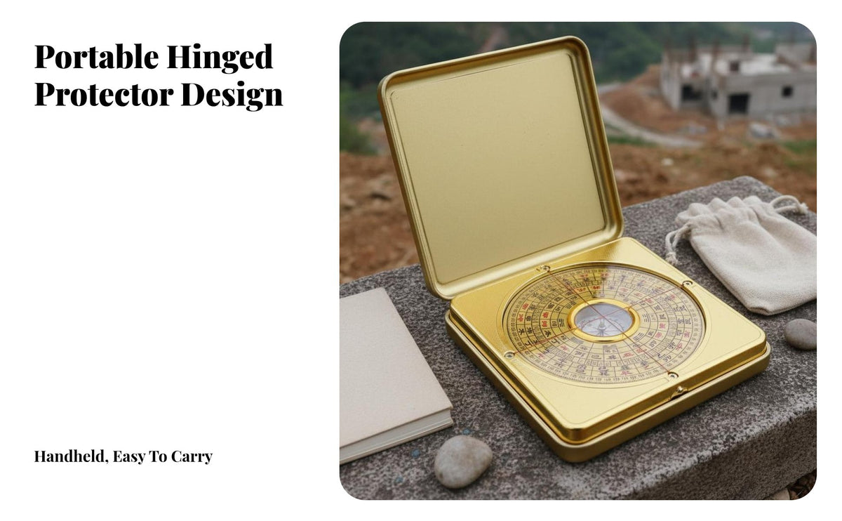 Traditional Design Luopan Compass Vintage Design Chinese Feng Shui Compass Navigational Instrument for Professionals, Spiritual Individuals, Outdoor, Hiking, Travel, Office
