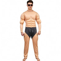 Full-Body Muscle Suit Long-Sleeve Muscle Costume Black Superhero Bodysuit Comfortable for Adults, Men, Halloween, Cosplay