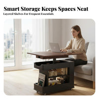 Space Saving Adjustable C-Shaped Table Mobile Design Household Furniture Foldable Top Multi-Purpose for Small Apartment Dwellers, Students, Remote Workers, Living Room, Balcony, Bedroom, Home Office