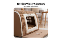 Striped Feline Teepee Warm Striped Teepee Bed Semi-Enclosed Design Cushiony Entrance for Winter, Bedroom, Living Room