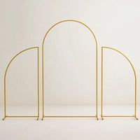 3 Pieces Gold Backdrop Arch Stand Elegant Arch Backdrop Stand Cylindrical Wedding Arches Slim for Event Decorators, Weddings, Parties, Photo Booths