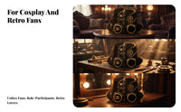 Coiled Tube Detail Steampunk Top Hat Chain Accent Lens Top Hat Zipper Trim Costume Headwear Black