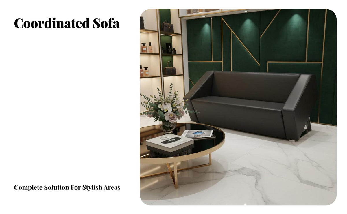 Modern Design 3-Seater Sofa and Table Combo Minimalist and design Reception Seating Streamlined visual appeal Lounge Set adaptable set for Interior Designers, Business Owners, Office Managers, Waiting Area, Studio, Public Space, Library