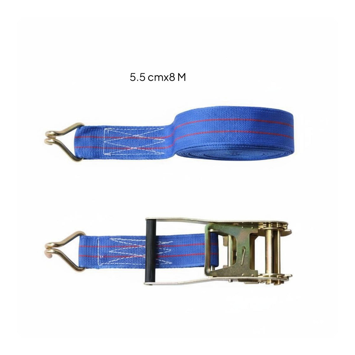 High Strength Polyester Heavy Duty Cargo Strap Long-Lasting Stitching Strapping Strap with Buckle Steel Hooks for Truckers, Trucks